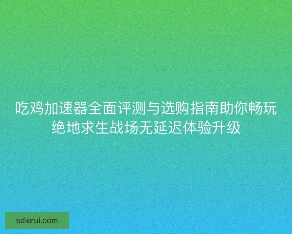 吃鸡加速器全面评测与选购指南助你畅玩绝地求生战场无延迟体验升级